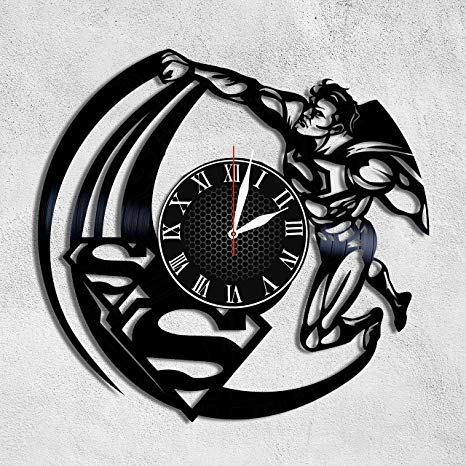 Black and White DC Comics Superhero Logo - Amazon.com: Krykavskyi Art Design Superman vinyl clock DC Comics ...