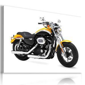 Motor Black and Yellow Logo - HARLEY DAVIDSON YELLOW BLACK MOTOR BIKE Large Wall Canvas Picture