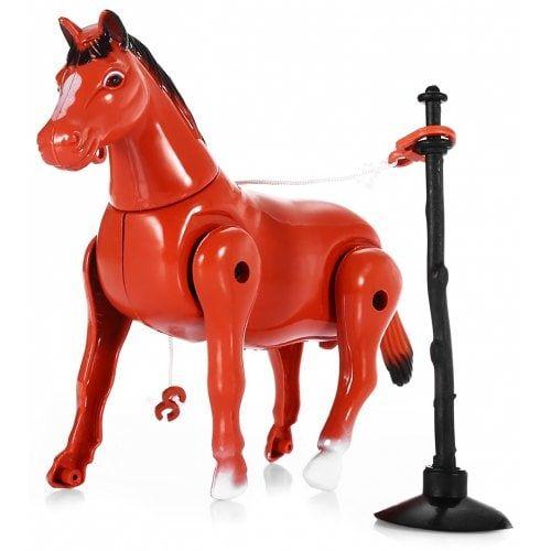 Red Horse in Circle Logo - Novelty Electric Zebra Red Horse Walking Circle Playmate Toy for Kid