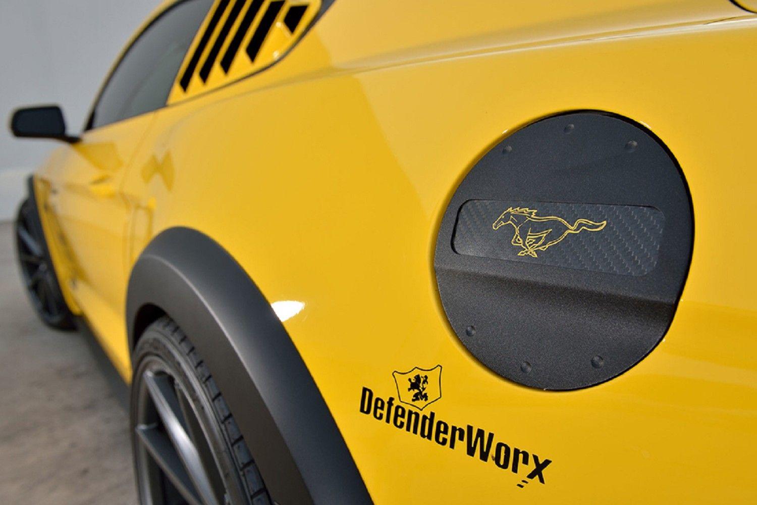 Motor Black and Yellow Logo - DefenderWorx Mustang Pony Yellow Logo Fuel Door - Black (2015 All ...