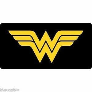 Motor Black and Yellow Logo - WONDER WOMAN BLACK YELLOW LOGO METAL LICENSE PLATE MADE IN USA