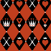 Queen of Hearts Red Logo - Queen of Hearts Motifs Red Black wallpaper - ophelia - Spoonflower