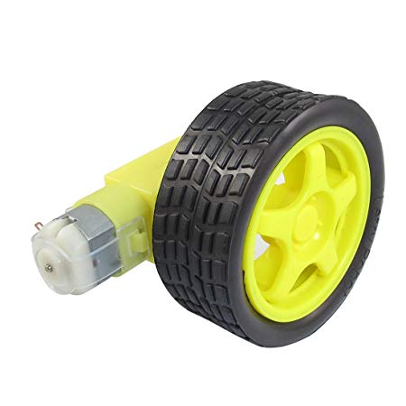 Motor Black and Yellow Logo - Yellow Black Tire Wheel + Single Shaft Geared Motor 15RPM 160mA 3V