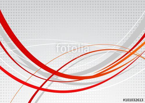 Orange and Red Wavy Lines Logo - Abstract background. Red wavy lines on a gray dot background