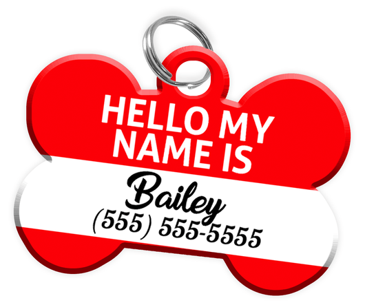 Name Red Dog Logo - Name Tag (Red) Dog Tag for Pets Personalized Custom Pet Tag with ...