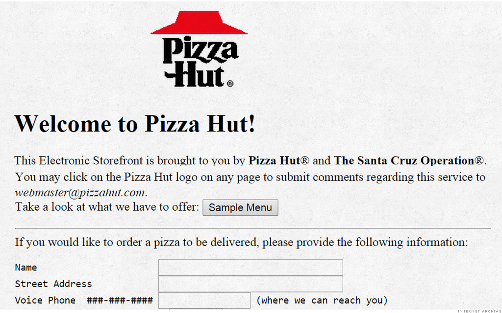 Pizza Hut Old Logo - Pizza Hut's what your favorite websites looked like 20 years