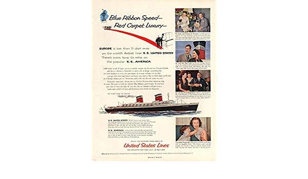 Red and Blue Ribbon Airline Logo - Blue Ribbon Speed Red Carpet Luxury - S S United States ad 1954 H at ...