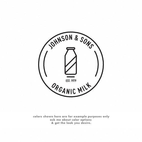 Rustic Round Logo - Milk Logo, Organic Logo, Circle Logo Vintage Branding, Minimalist