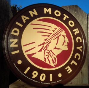 Rustic Round Logo - Indian Round Logo Motorcycles Vintage Sign Tin Metal Wall Garage ...