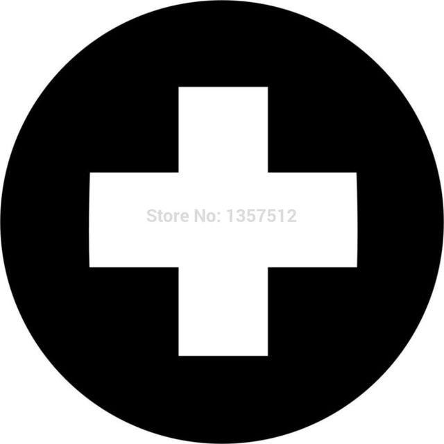 Circle Red Cross Logo - HotMeiNi 12cm Red Cross Symbol car window sticker vinyl decal