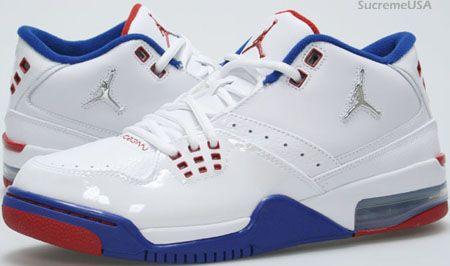 Airline with Red and Blue Ribbon Logo - Air Jordan Flight 23 White / Metallic Silver Ribbon
