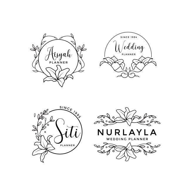 Rustic Round Logo - Feminine Floral Wedding Logo Collection, Illustration, Rustic, Round ...