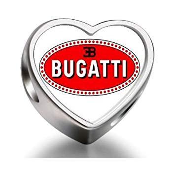 Heart Car Logo - 1001love Bugatti car logo Heart Photo Charm Beads: Beauty