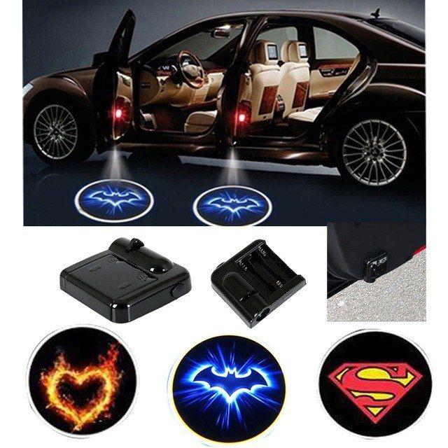 Heart Car Logo - DHL 30 PCS Wireless Car Logo Door Decor Light Superman Ghost Heart