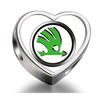 Heart Car Logo - 1001love Skoda car logo Heart Photo Charm Beads: Beauty
