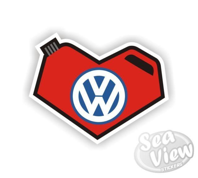 Heart Car Logo - VOLKSWAGEN Love Oil Petrol Heart Car Van Sticker Funny Decal