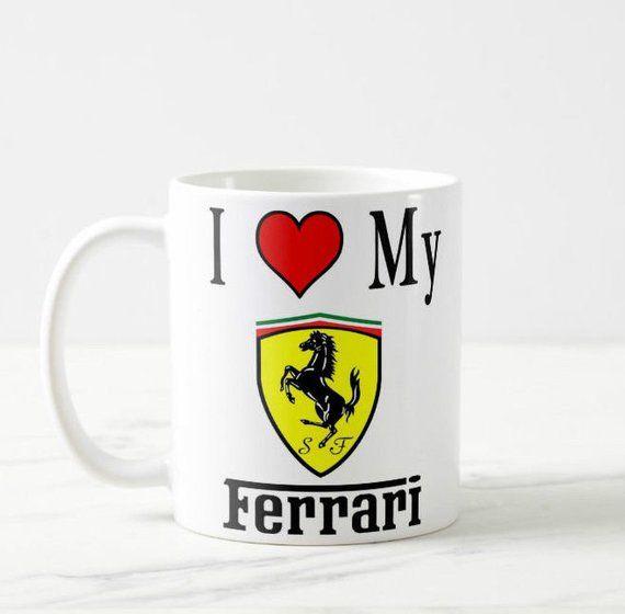 Heart Car Logo - I Love Heart My Ferrari Car Logo Mug Cup Coffee Tea Birthday