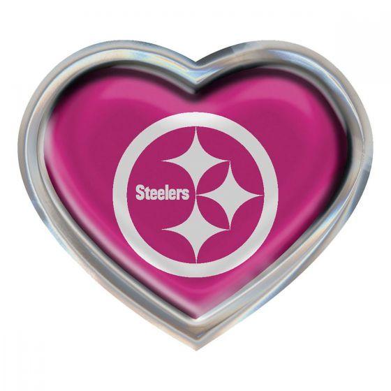 Heart Car Logo - Pittsburgh Steelers Pink Heart Chrome Car Emblem