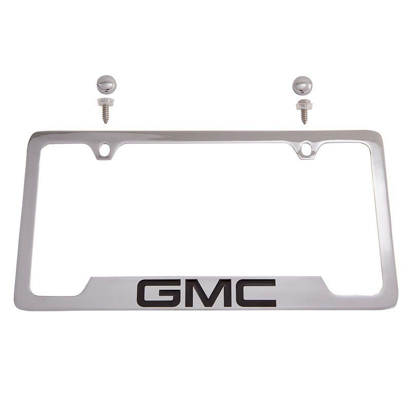 Black GMC Logo - Sierra 1500 License Plate Holder, Chrome with Black GMC Logo