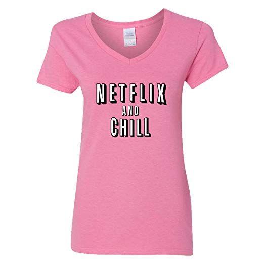 Small Netflix Chill Logo - CAMALEN Netflix And Chill Funny Popular TV Lovers V Neck