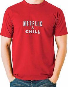 Small Netflix Chill Logo - Netflix and Chill T Shirt Red Shirt Funny Meme Mens Sizes Small to