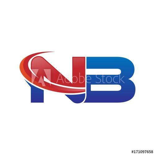 Red NB Logo - modern vector initial letters logo swoosh nb red blue this