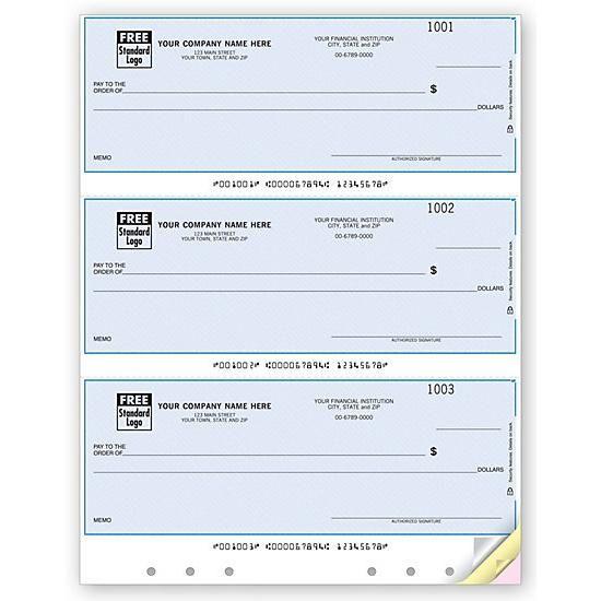 Quicken Check Logo - Quicken Lined & Hole Punched 3 Up Laser Multipurpose Check DLA110