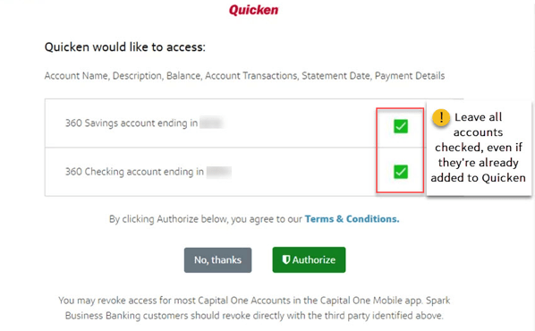 Quicken Check Logo - Changes to your Capital One account services in Quicken