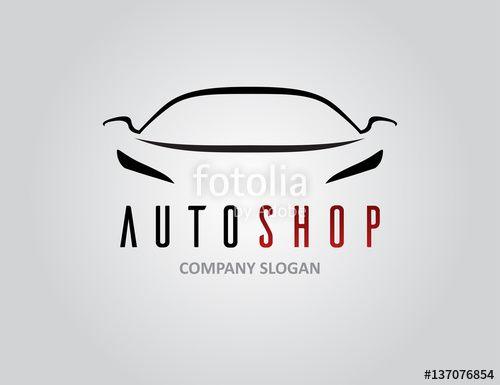 Sports Car Logo - Auto shop car logo design with concept sports vehicle silhouette