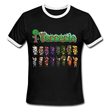 Black and White Terraria Logo - MMDCNM Mens T-shirts Terraria Armors Logo Black/White Size L: Amazon ...