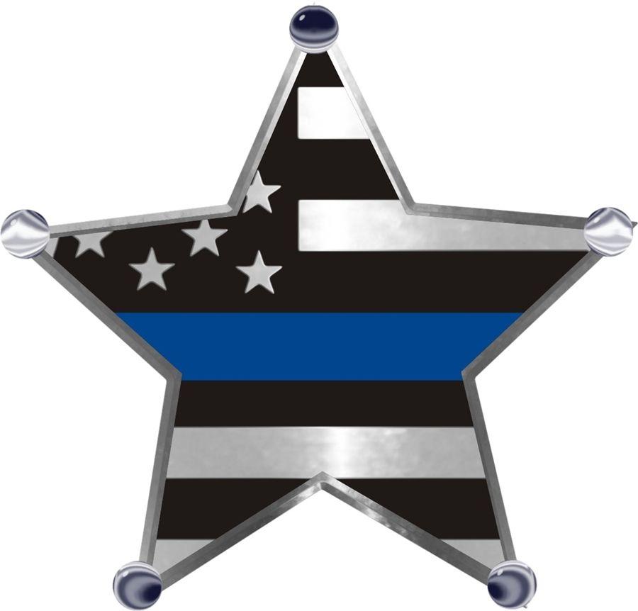 Thin Blue Star Logo - Thin Blue Line Flag 5 Point Star Metallic Reflective Decal