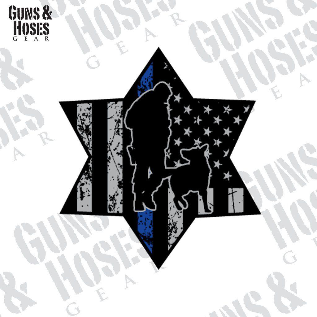 Thin Blue Star Logo - Police K 9 Thin Blue Line USA Flag Sticker Decal (Star)