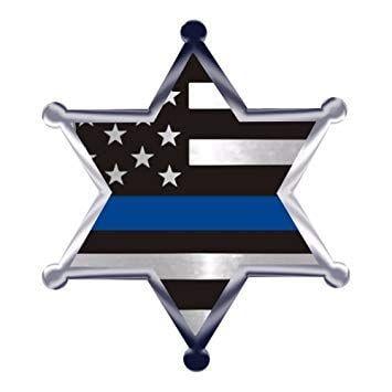 Thin Blue Star Logo - Thin Blue Line Flag 6 Point Star Metallic Reflective