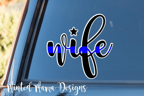 Thin Blue Star Logo - Police Wife Decal LEOW Decal Thin Blue Line Decal TBL