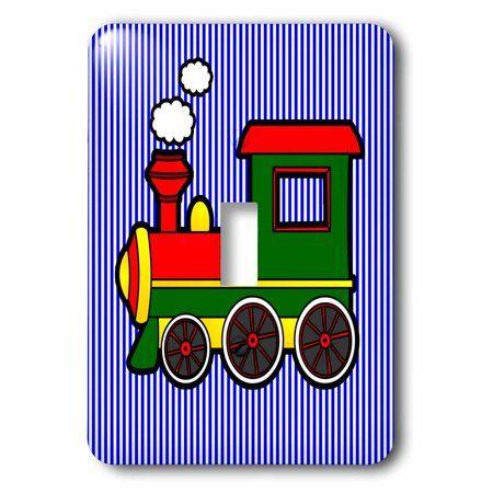 Blue Stripe with Red Background Logo - 3DRose Cute Train Red Green Yellow Blue Stripe Background