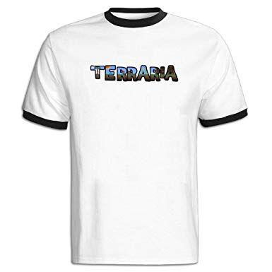 Black and White Terraria Logo - Amazon.com: Men's Black Brand Terraria Fan Made Logo T Shirt US Size ...