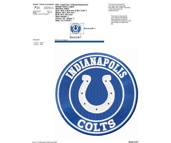 Indianapolis Colts Logo - Indianapolis Colts logo machine embroidery design for instant download