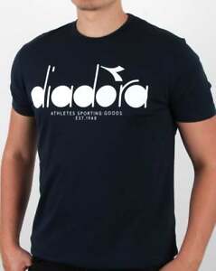 Diadora Shirt Logo - Diadora Logo T-shirt in Navy Blue - cotton short sleeve crew neck ...