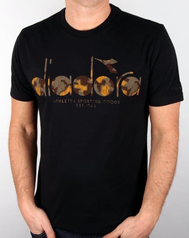 Diadora Shirt Logo - Diadora Logo T Shirt Black, Men's, Tee, Camo, Graphic