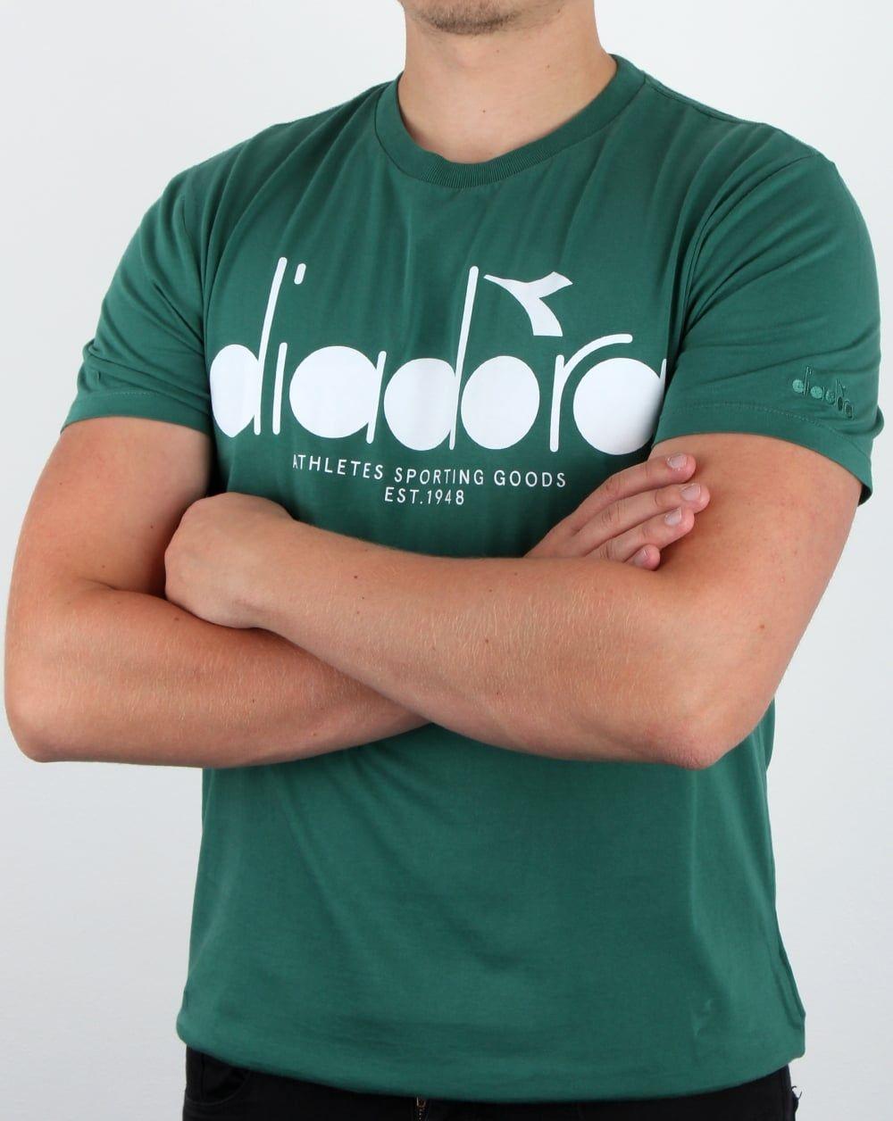 Diadora Shirt Logo - Diadora Logo T Shirt Posy Green, Men's, Tee, Crew Neck