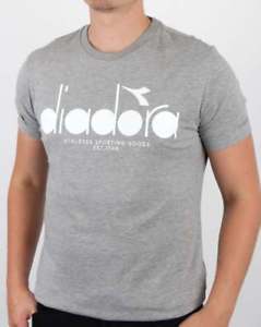 Diadora Shirt Logo - Diadora Logo T Shirt In Grey Melange Sleeve Cotton Crew Tee