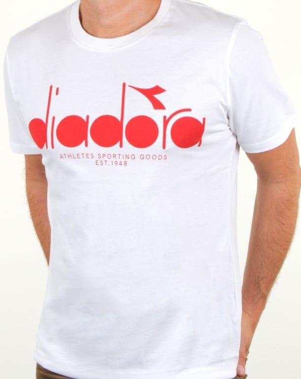 Diadora Shirt Logo - Diadora Logo T-shirt White/Red, Men's, Tee, Camo, Graphic
