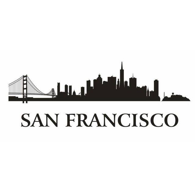 San Francisco Skyline Logo - SAN FRANCISCO City Decal Landmark Skyline Wall Stickers Sketch ...