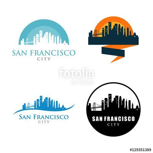 San Francisco Skyline Logo - San Francisco City Skyline Landscape Logo Symbol Set