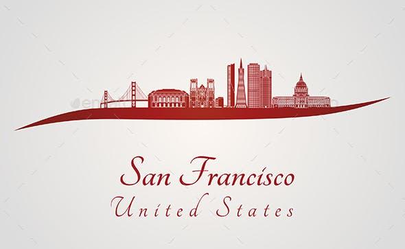 San Francisco Skyline Logo - San Francisco Skyline in Red