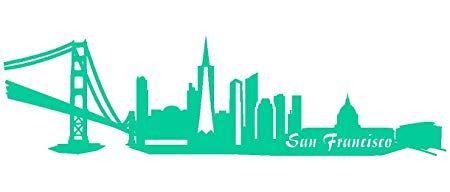 San Francisco Skyline Logo - San Francisco Skyline Car Sticker: Amazon.co.uk: Kitchen & Home