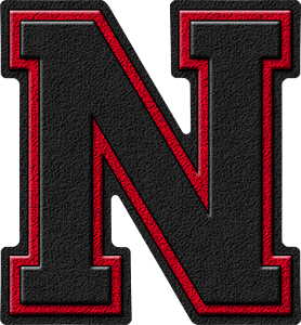 Black and Red N Logo - Presentation Alphabets: Black & Cardinal Red Varsity Letter N