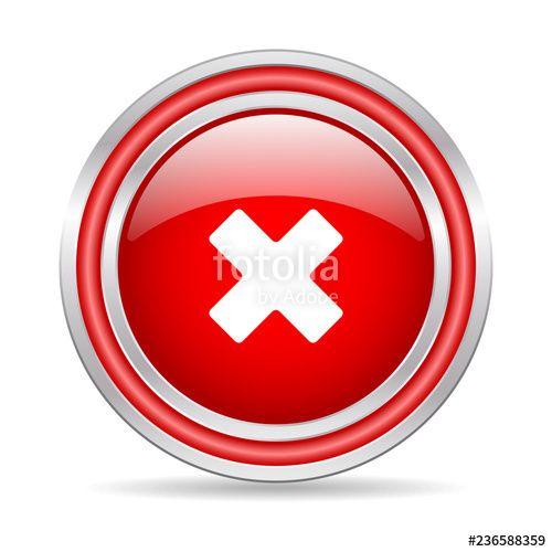 Red Circle with White Cross Logo - Red button with white cross. Cancel icon