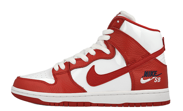 Red and White Nike Logo - Nike SB Dunk High Pro Logo Red | 854851-661 | The Sole Supplier