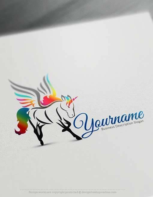 Cool Unicorn Logo - Online Logo Maker Free Unicorn Logo Template | Cool logo design ...